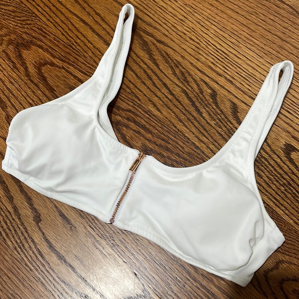 Rose Gold Zipper Bikini Top